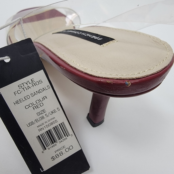 French Connection Womens Tia Heeled Sandal Red Clear Straps Heels Different Sz. - Picture 13 of 15